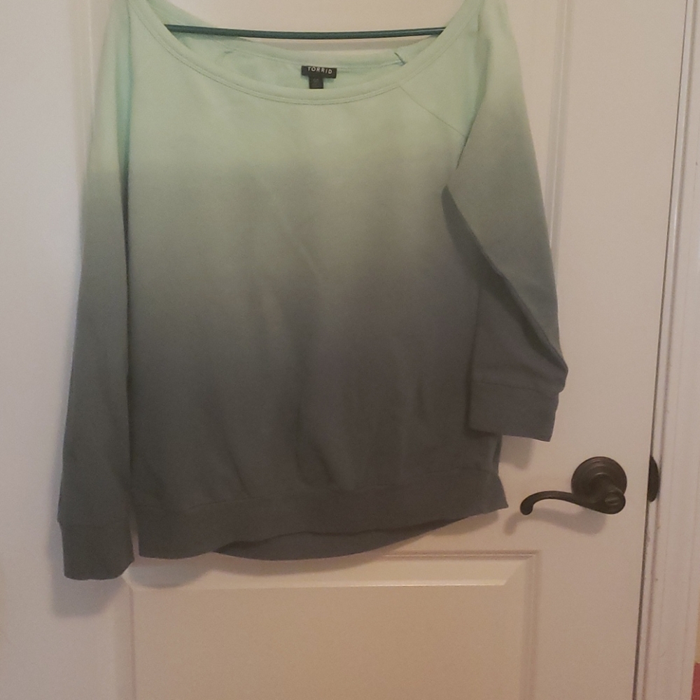 Torrid green ombre off shoulder sweatshirt
